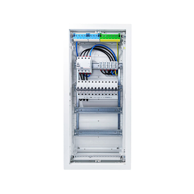 HL48P04 distribution board internal wiring, 3-phase busbar comb, neutral and earth bars