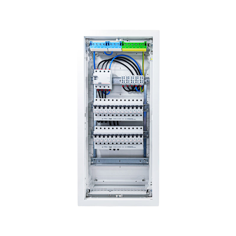HL48P05 distribution board internal wiring, 3-phase busbar comb, neutral and earth bars