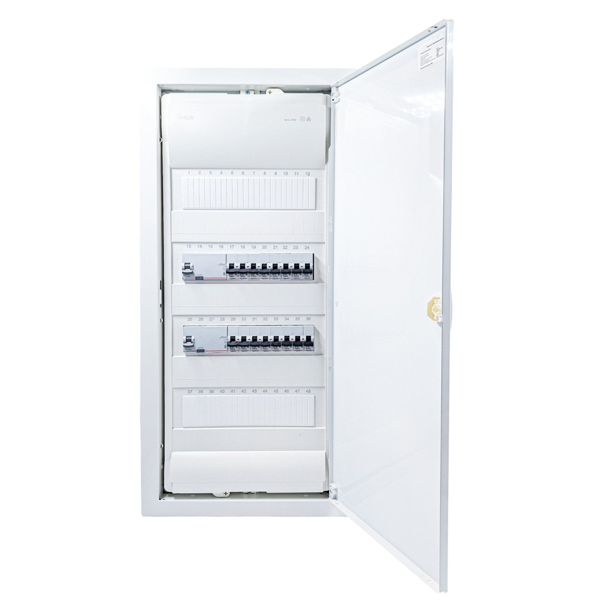 HL48P06 48-Module 16-Way Pre-Wired Distribution Board 40A RCD IP30 ...
