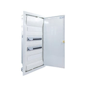 Hager Volta 48-module pre-wired distribution board, door open, Legrand RX3 RCD and B16 MCBs