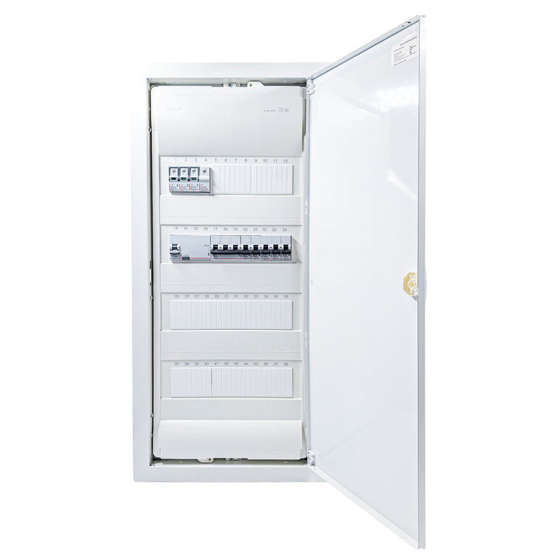 HL48P07 48-module pre-wired 3-phase distribution board, Legrand RX3 RCD and B16 MCBs with SPD