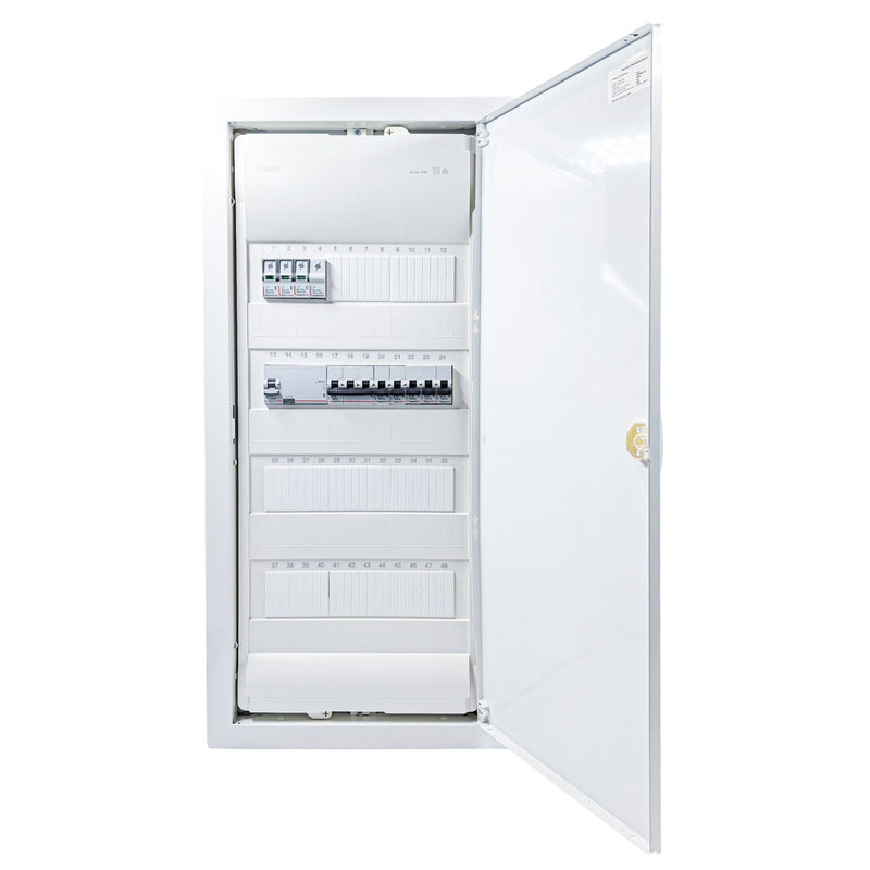 HL48P07 48-module pre-wired 3-phase distribution board, Legrand RX3 RCD and B16 MCBs with SPD