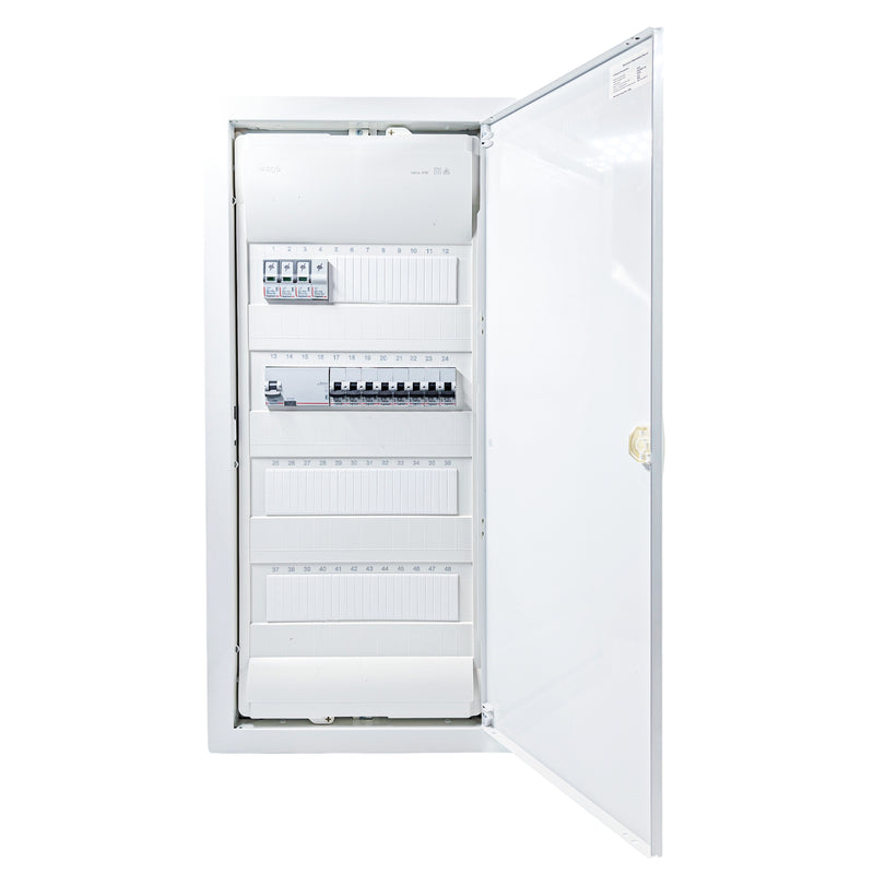 HL48P08 48-module pre-wired 3-phase distribution board, Legrand RX3 RCD and B16 MCBs with SPD