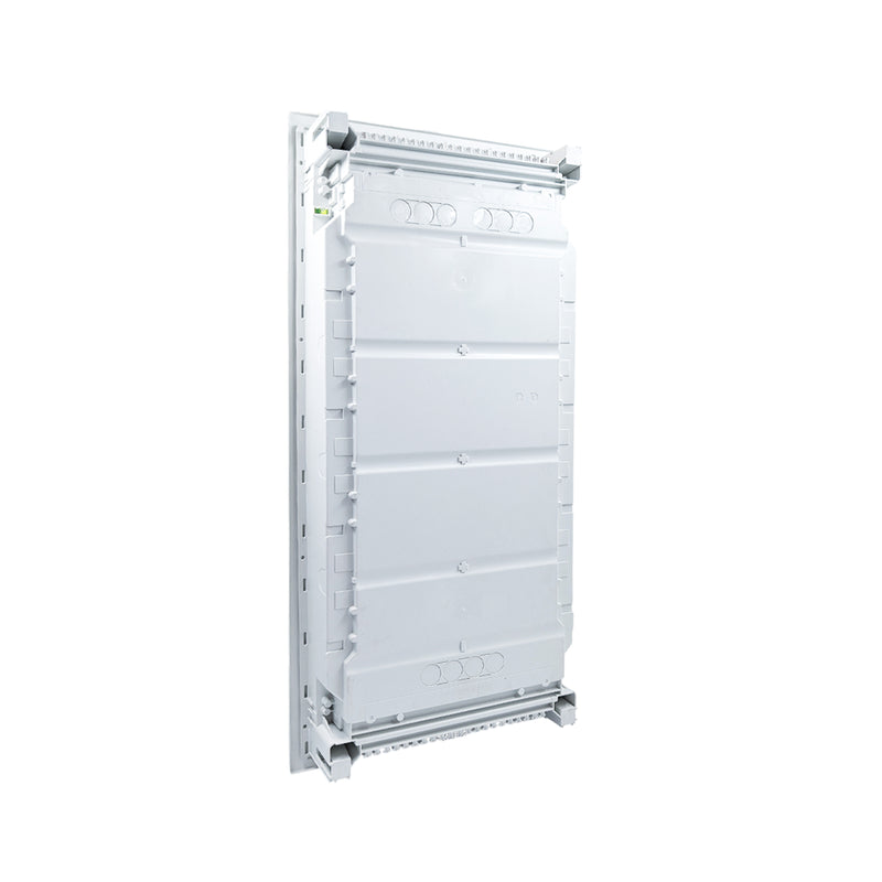 HL48P08 Hager Volta flush distribution board enclosure, rear view with cable knockouts