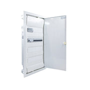 Hager Volta 48-module pre-wired distribution board, door open, Legrand RX3 RCD and B16 MCBs