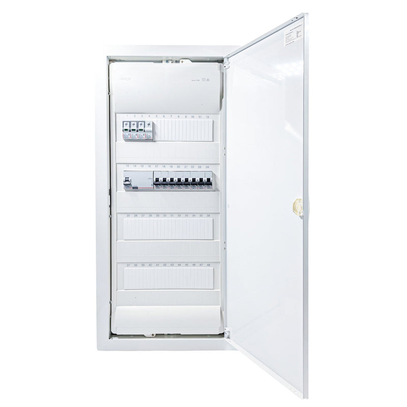 HL48P08 48-module pre-wired 3-phase distribution board, Legrand RX3 RCD and B16 MCBs with SPD