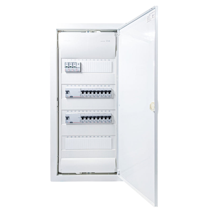 HL48P09 48-module pre-wired 3-phase distribution board, Legrand RX3 RCD and B16 MCBs with SPD