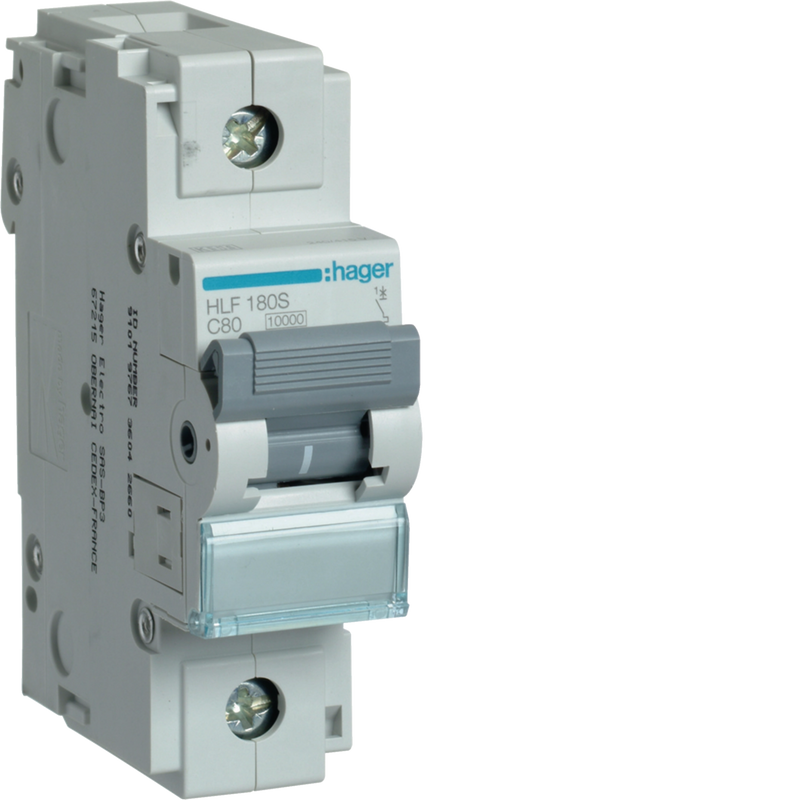 HLF180S Hager HLF Miniature Circuit Breaker 1P C80A 10kA - Gabby Electric