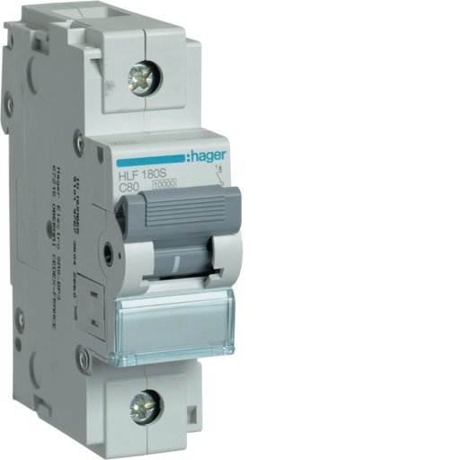 HLF180S Hager HLF Miniature Circuit Breaker 1P C80A 10kA - Gabby Electric