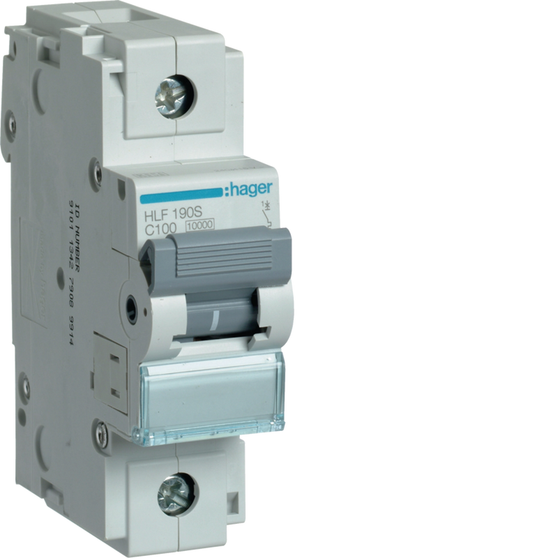 HLF190S Hager HLF Miniature Circuit Breaker 1P C100A 10kA - Gabby Electric