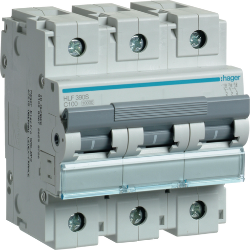 HLF390S Hager HLF Miniature Circuit Breaker 3P C100A 10kA - Gabby Electric