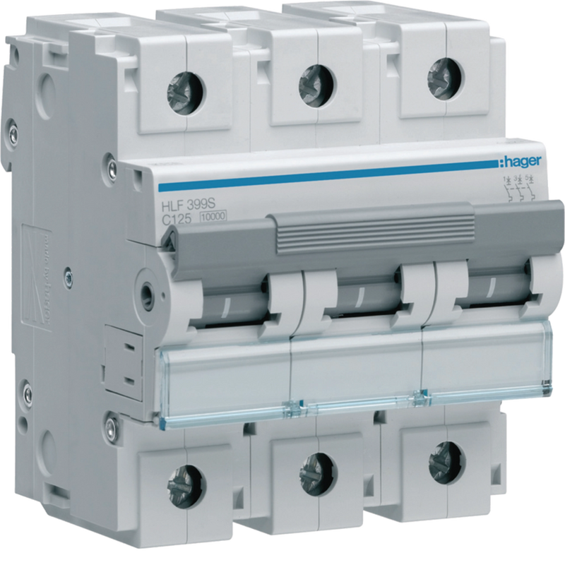 HLF399S Hager HLF Miniature Circuit Breaker 3P C125A 10kA - Gabby Electric