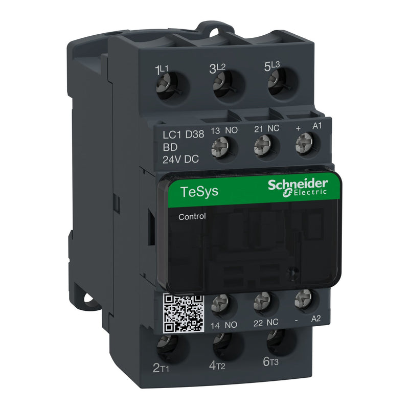 LC1D38BD Schneider Electric Contactor, TeSys Deca 3P 38A 18.5kW 24VAC 1NO+1NC - Gabby Electric