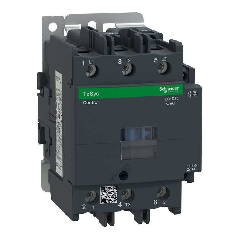 LC1D80M7 contactor, TeSys Deca, 3P(3NO), AC - 3/AC - 3e, <=440V, 80A, 220V AC 50/60Hz coil - Gabby Electric