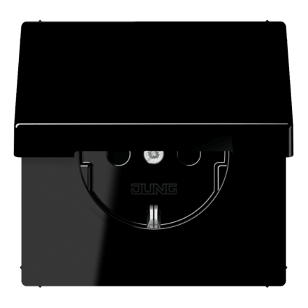 LS1520KLSW Jung SCHUKO Socket, 16A 250V, Hinged Lid, Duroplastic, LS Range, Black