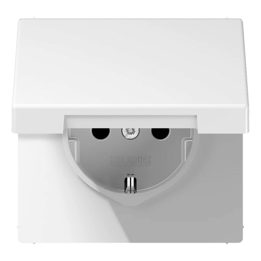 LS1520KLWW Jung SCHUKO Socket, 16A 250V, Hinged Lid, Duroplastic, LS Range, White
