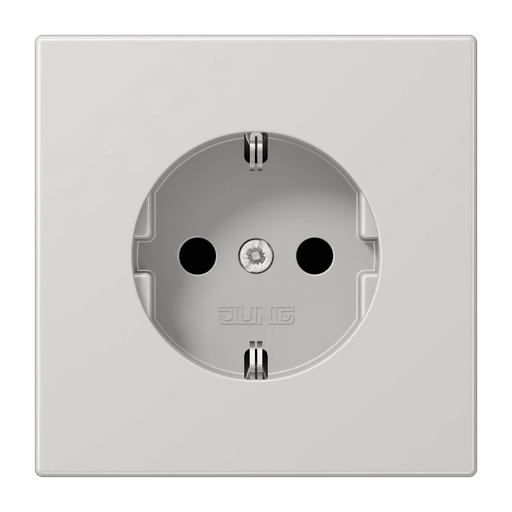 LS1520LG Jung SCHUKO Socket, 16A 250V, Hinged Lid, Duroplastic, LS Range, Light Grey, wo Frame
