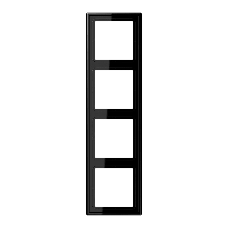 LS984SW Jung Frame 4 - gang, LS 990, IP44, Duroplastic, Vertical and Horizontal Installation, Glossy Black