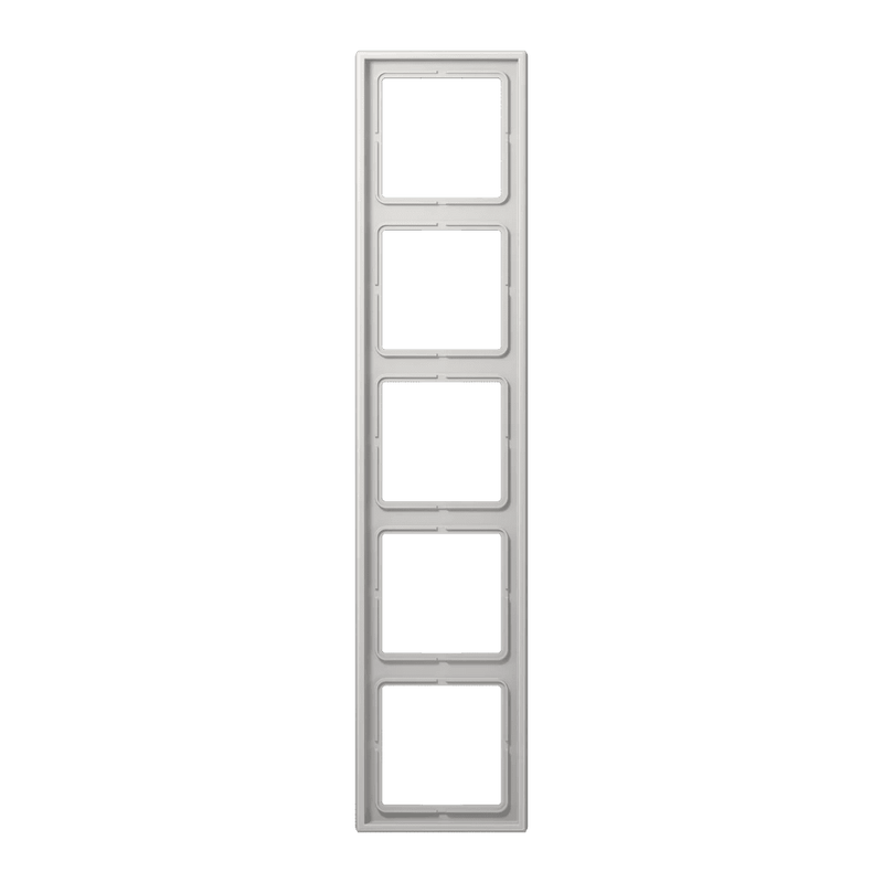 LS985LG Jung Frame 5 - gang, LS 990, IP44, Duroplastic, Vertical and Horizontal Installation, Glossy Light Grey