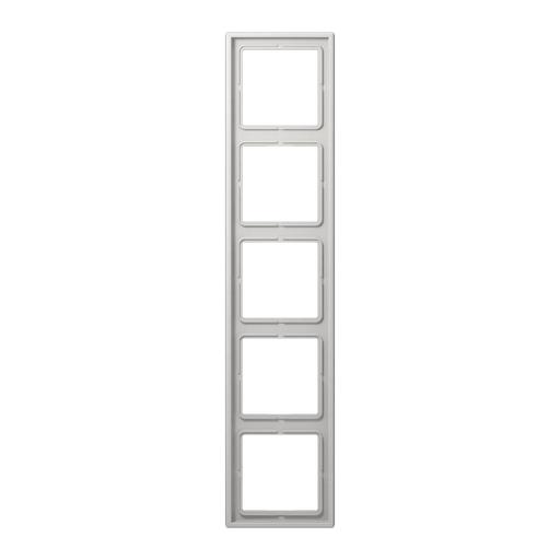 LS985LG Jung Frame 5 - gang, LS 990, IP44, Duroplastic, Vertical and Horizontal Installation, Glossy Light Grey