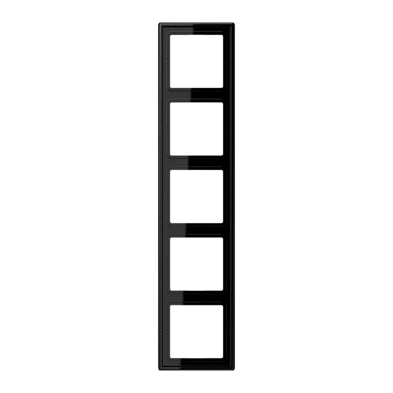 LS985SW Jung Frame 5 - gang, LS 990, IP44, Duroplastic, Vertical and Horizontal Installation, Glossy Black