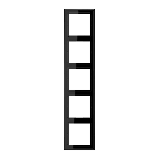 LS985SW Jung Frame 5 - gang, LS 990, IP44, Duroplastic, Vertical and Horizontal Installation, Glossy Black