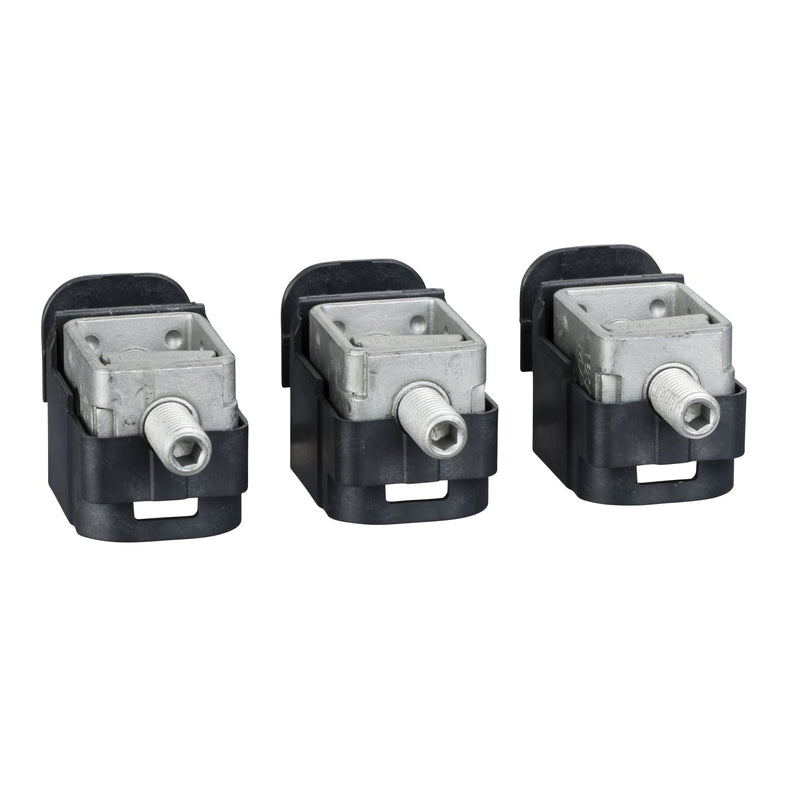 LV429242 Steel bare cable connectors, ComPacT NSX, for 1 cable 1.5mm² to 95mm², 250A, set of 3 parts - Gabby Electric