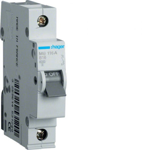 MC113A Hager MC1 Miniature Circuit Breaker 1P C13A 6kA - Gabby Electric
