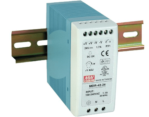 MDR - 10 - 24 Meanwell AC - DC Industrial DIN Rail Power Supply, Output 24V at 0.42A, Plastic Case - Gabby Electric