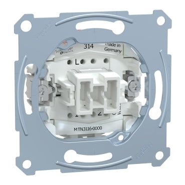 MTN3116 - 0000 Schneider Electric Switch, Merten Inserts, 2 Way 1P 10AX, Screwless Terminals