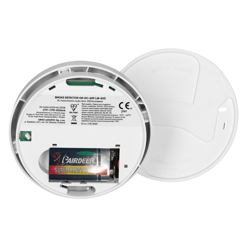 ORNO DC-5 Carbon Monoxide + Smoke Detector Set Battery-Operated