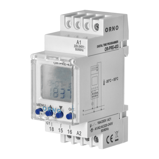 ORNO OR-PRE-433 DIN Rail Weekly Digital Timer 230V 16A 52 Programmes
