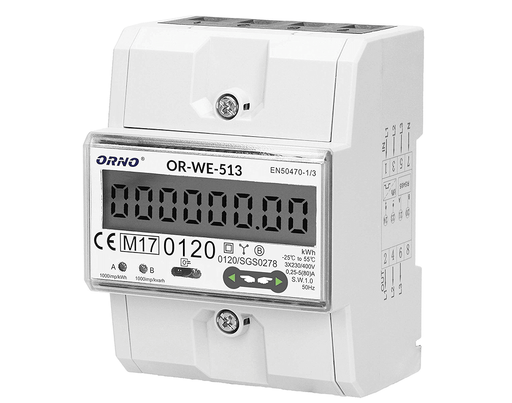 ORNO OR-WE-513 3-Phase Energy Meter 80A MID 4.5 Modules DIN Rail