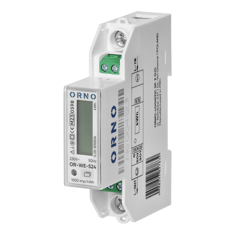 1-phase energy meter, bi-directional, 100A, MID, 1 module, DIN TH-35mm