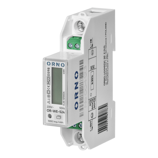 1-phase energy meter, bi-directional, 100A, MID, 1 module, DIN TH-35mm