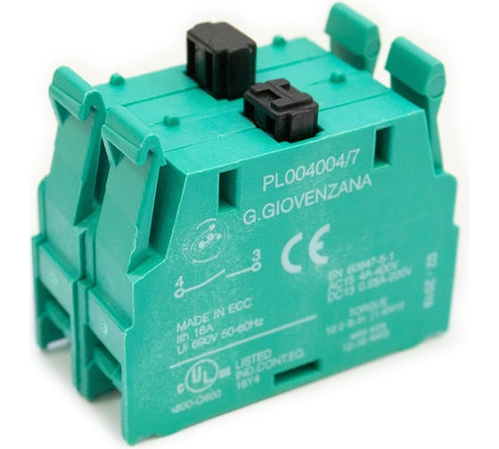 PL004010.S Giovenzana Contact block no+no double speed 7newton screw terminal - Gabby Electric