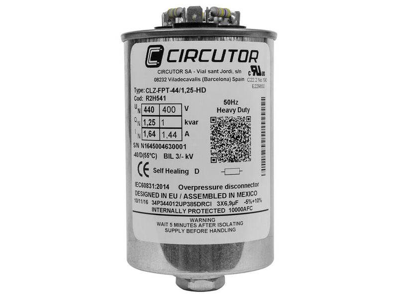 R2H541 Circutor CLZ - FPT - 44/1,25 - HD Three - Phase Tubular Power Capacitor