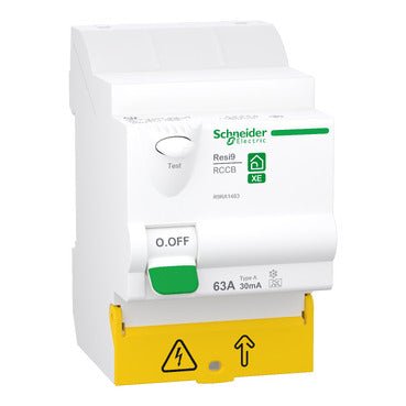 R9RA1463 Schneider Electric Residual Current Circuit Breaker (RCCB), Resi9 XE ID, 4P 63A 30mA, A Type - Gabby Electric