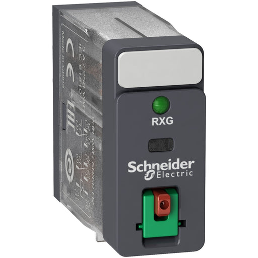 RXG22P7 Interface plug - in relay, 5 A, 2 CO, lockable test button, LED, 230 V AC - Gabby Electric