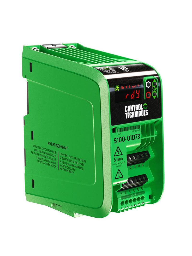 S100 - 01S23 - 0A0000 Nidec S100 Frequency drive 1Ph 0,25kW 1,6A 230V, C3 filter - Gabby Electric