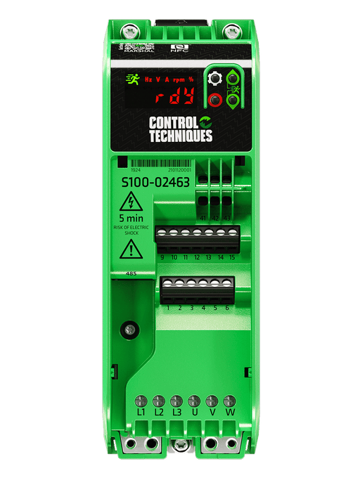 S100 - 02S21 - 0A0000 Nidec S100 Frequency drive 1Ph 0,25kW 1,4A 230V, C1 filter - Gabby Electric