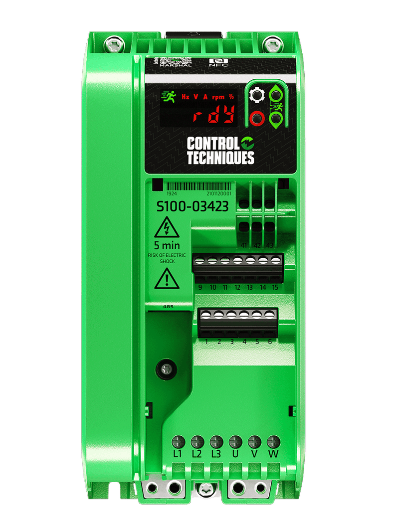 S100 - 03423 - 0A0000 Nidec S100 Frequency drive 3Ph 4kW 8,8A 400V, C3 filter - Gabby Electric