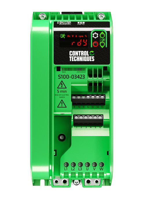 S100 - 03423 - 0A0000 Nidec S100 Frequency drive 3Ph 4kW 8,8A 400V, C3 filter - Gabby Electric