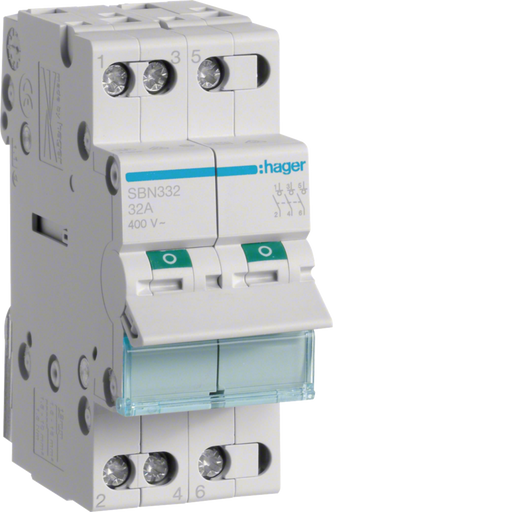 SBN332 Hager SBN3 Modular Load Break Switch 3P 32A - Gabby Electric