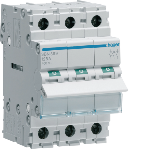 SBN399 Hager SBN3 Modular Load Break Switch 3P 125A - Gabby Electric