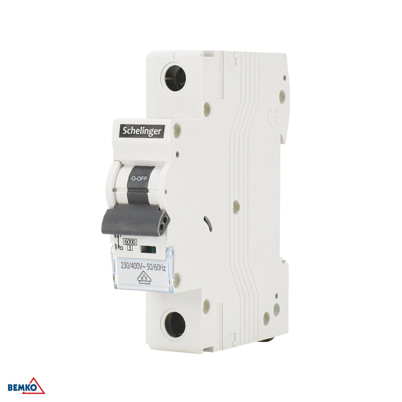 Schelinger A02 - G8 - 1P - B10 MCB 1P B Curve 10A 6kA 230V VDE DIN Rail