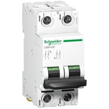 Schneider A9N61522 Acti9 C60H-DC MCB 2P 2A C Curve 6kA DC