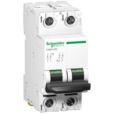 Schneider A9N61526 Acti9 C60H-DC MCB 2P C6A 500V DC DIN Rail