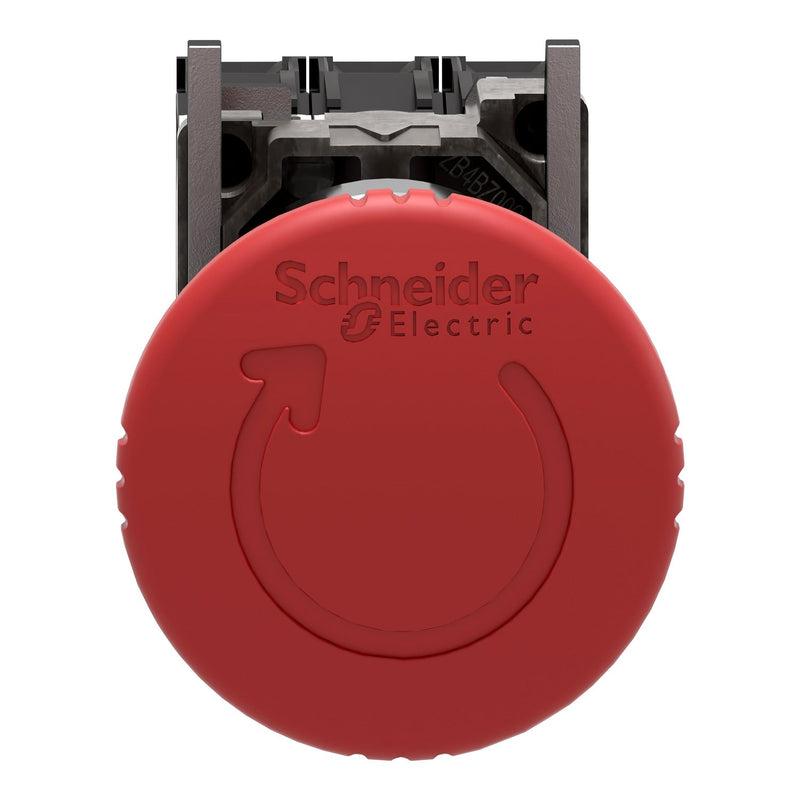 Schneider Electric XB4BS84441 Harmony XB4, Emergency Stop Switching Off, metal, red Mushroom Ø40, Ø22, 2NC + 1NO