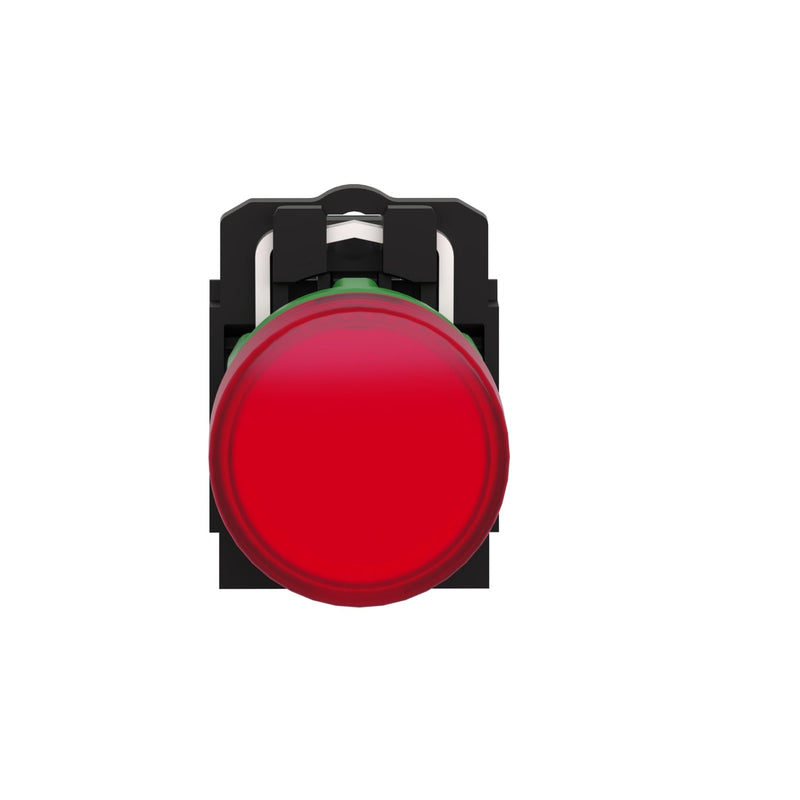 Schneider Electric XB5AVB4 Pilot light, plastic, red, Ø22, plain lens with integral LED, 24 V AC/DC